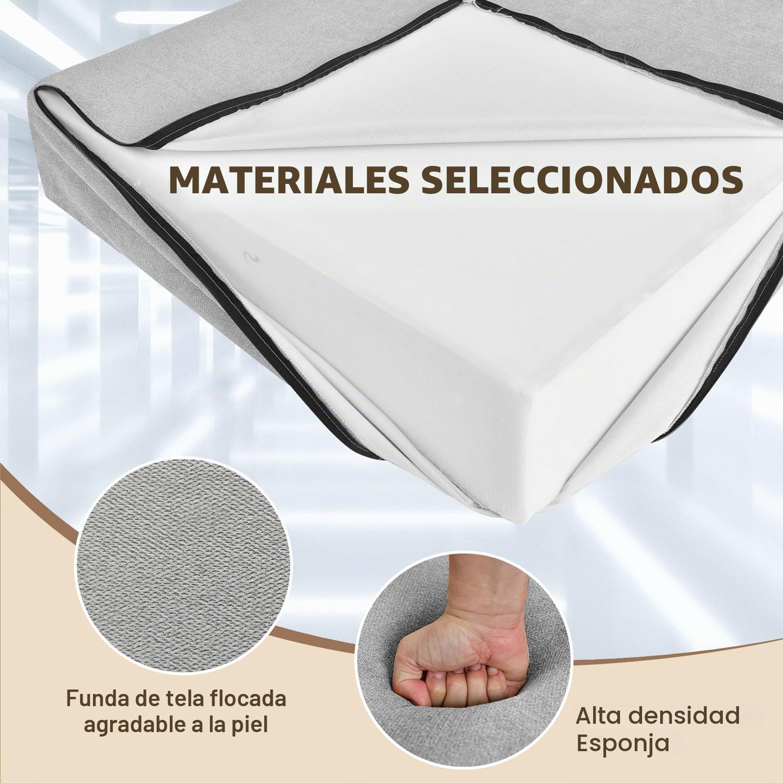 GOPLUS Sofá Cama Plegable 3 en 1, Sillon de Suelo con Funda Extraíble y Lavable, Colchón Plegable de Espuma de Densidad de 15 cm, Sofá Cama Convertible para Salón, Dormitorio (Gris)