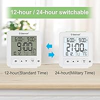 Vista 8 de Geevon Reloj despertador atómico de viaje con retroiluminación automática/8s, 2 ajustes de alarma, detección de temperatura, aumento de sonidos