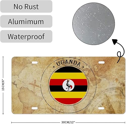 Miniatura 2 de Placa delantera de bandera de Uganda con bandera nacional de Uganda decorativa para automóvil de 6 x 12 pulgadas, recuerdo de la ciudad de Uganda,
