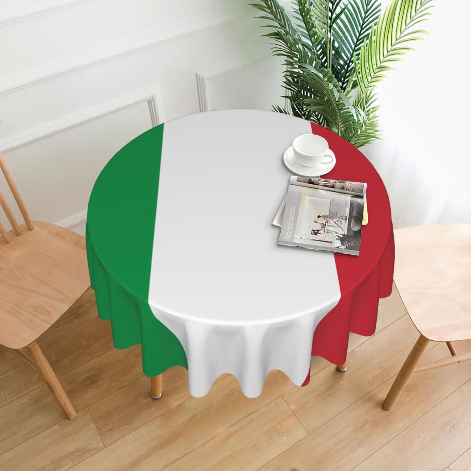 YYHHAOFA Italian flag Prints 60in Round Decorative Tablecloth – High-Grade Polyester Throw Cover for Dining, Parties, and Outdoor Events