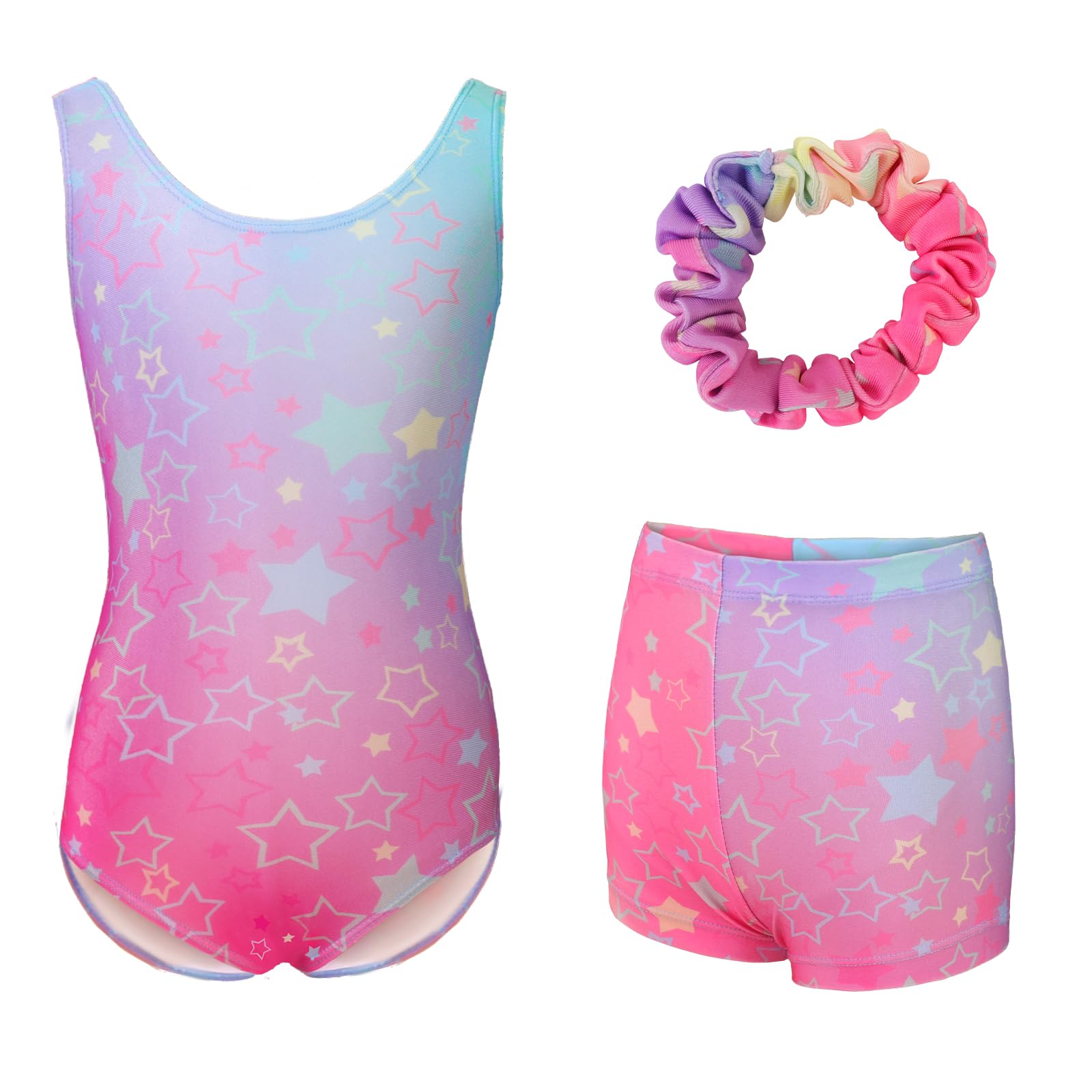 zffriction Mädchen Turnanzug Kinder Gymnastikanzug mit Shorts und Haarband Set Kinder Gymnastik Trikot Tanzen Kleidung