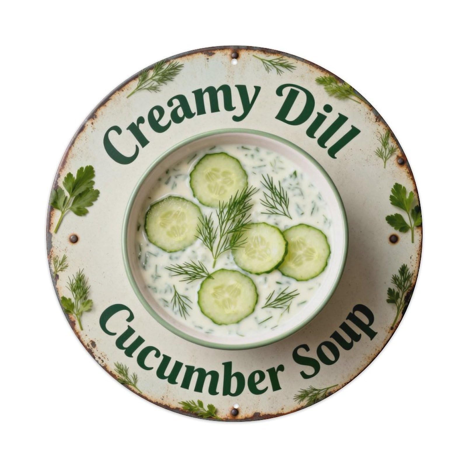 Creamy Dill Cucumber Soup Metal Tin Sign Plaque