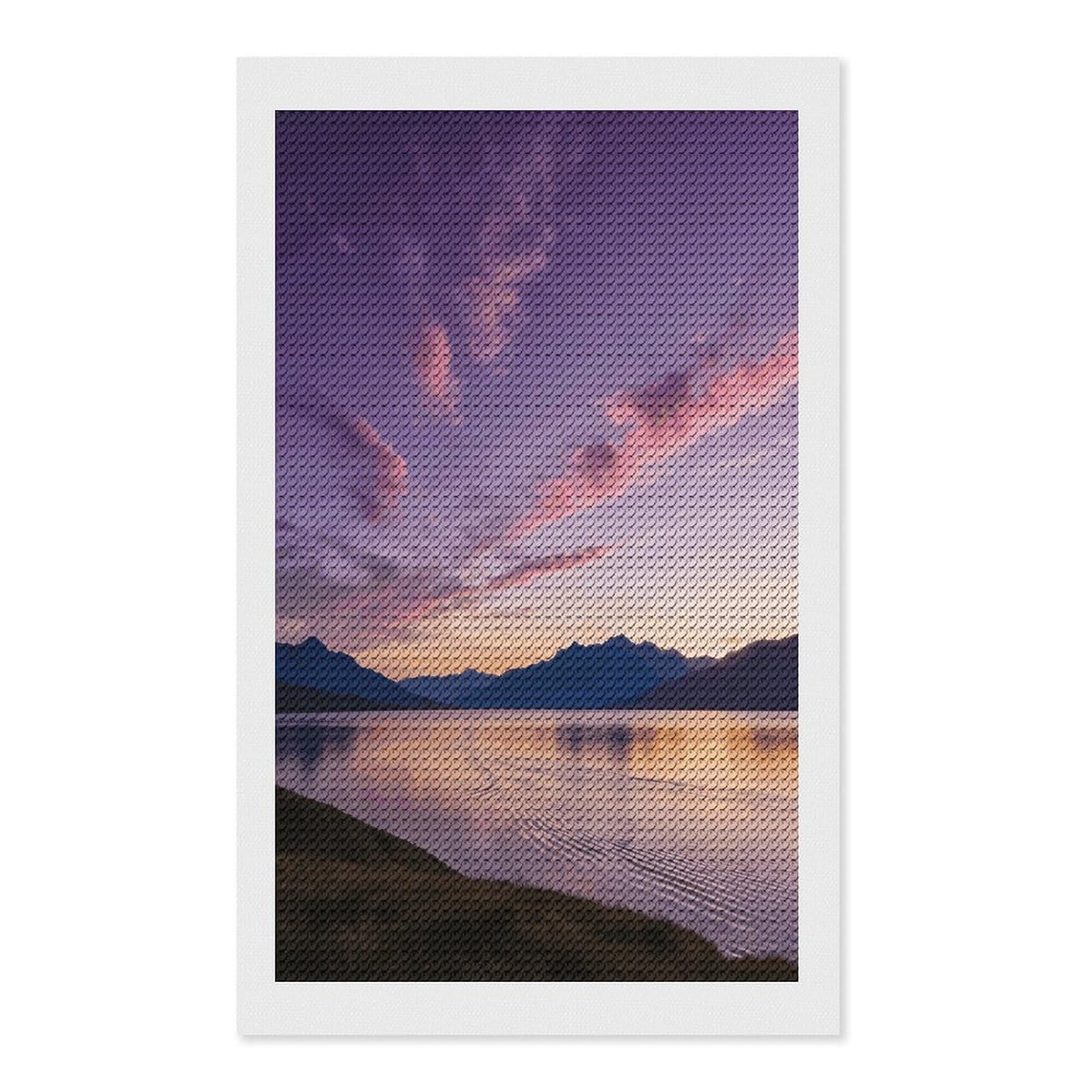 FekiLoot Violet Dusk Paint by Numbers Kit for Adults Beginner DIY Diamond Dots Paintings Round Full Drill Diamond Art Kits Picture Diamond Art Painting Kits for Home Decor 12"x20"