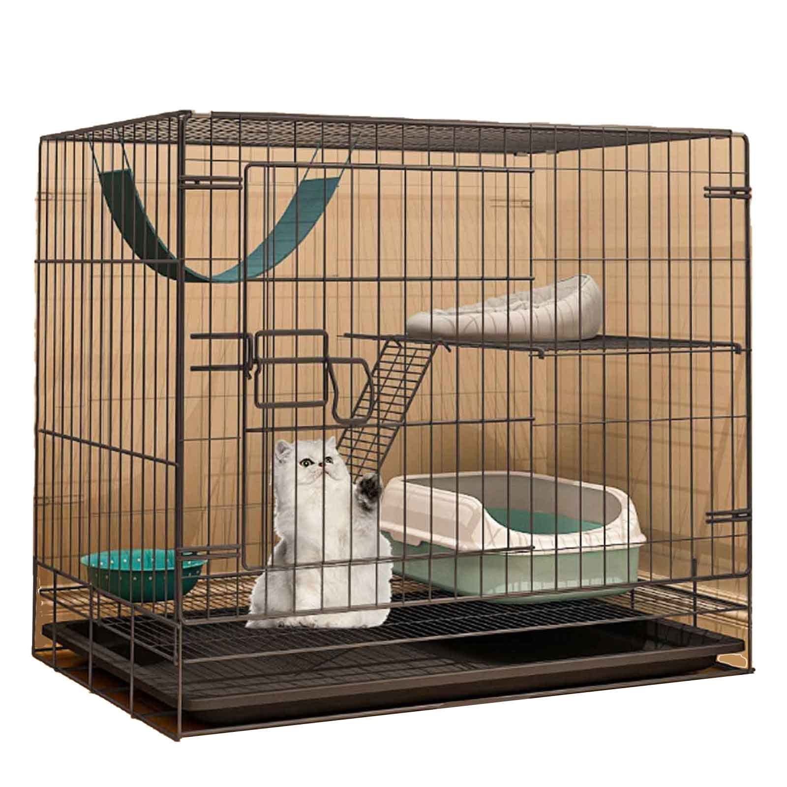 Recinto per Animali Domestici con Base Impermeabile, recinto per Conigli, Gabbie per Gatti da Interno Grandi con lettiera, Materiale Metallico criptato, Comodo e Facile d,68 * 49 * 59CM