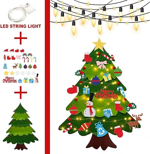 Miniatura 2 de Montessori Árbol de Navidad para niños pequeños, árbol de Navidad Montessori con luces, árbol de Navidad interactivo para niños con 21 adornos de