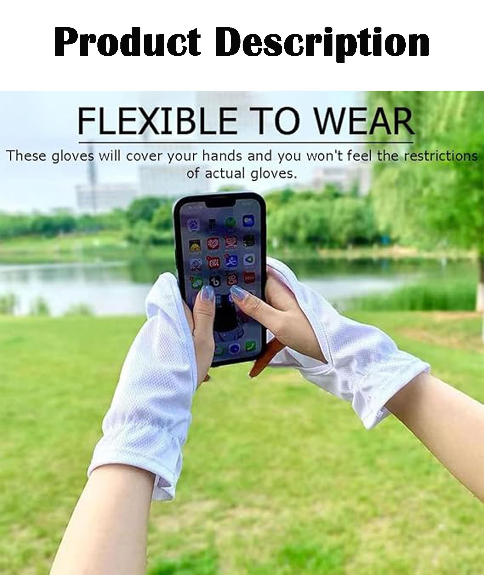Zbdroxygen 2 Pcs Driving Gloves for Women, Hand Gloves for Sun Protection, Sun Protection Gloves for Women, Breathable Design, Suitable for Cycling, Golf and Outdoor Activities 2