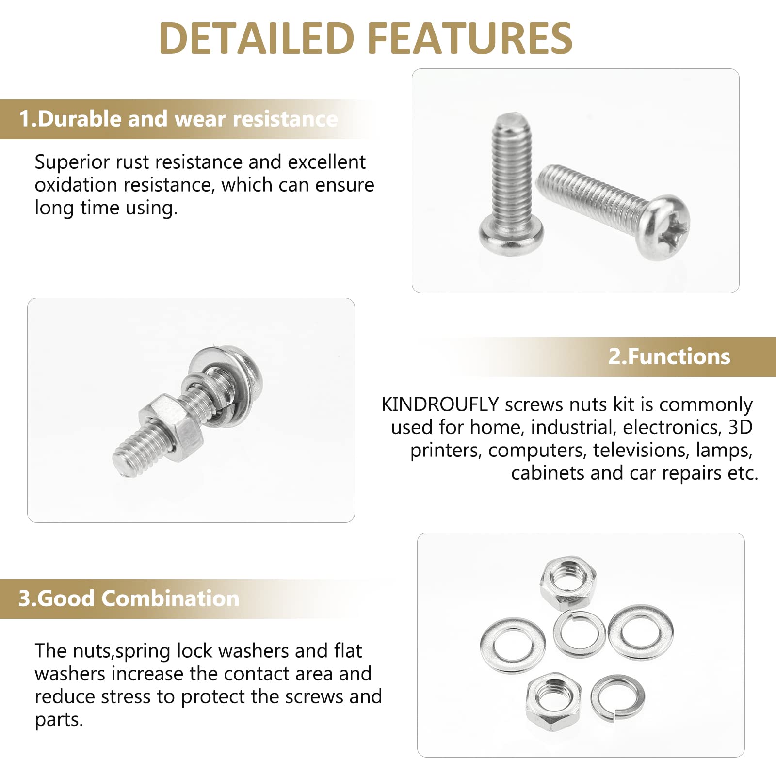382 Piece Stainless Steel Machine Screws & Nuts Kit -4