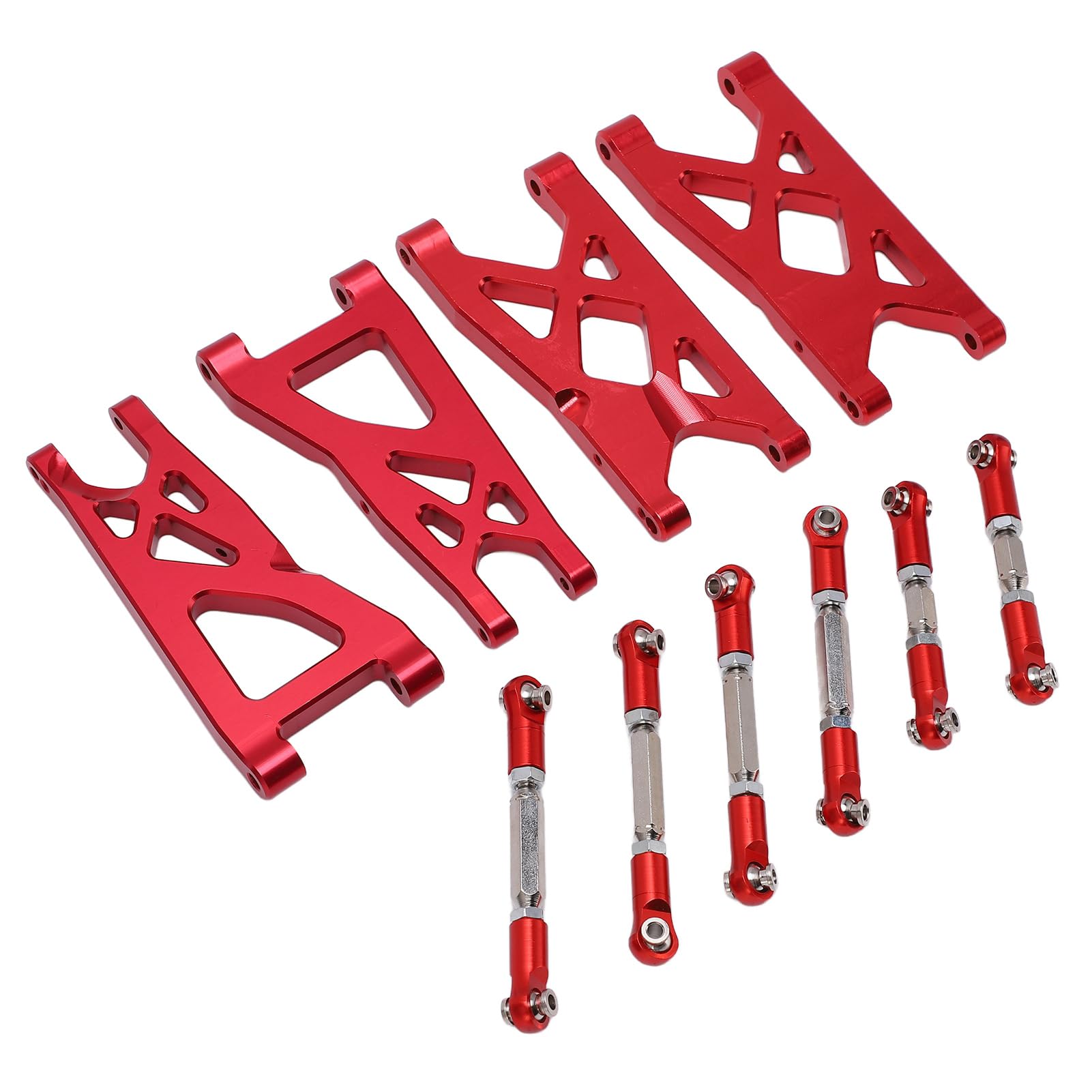 Qqmora Ulepszony Zestaw Wahaczy i Drążków Kierowniczych ze Stopu Aluminium RC, Odpowiedni do Samochodów VORTEKS i Typhon RC w Skali 1/10 (Czerwony)