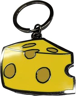 Cheddar Slice Yellow Cheese - 1.75 inch Metal Keychain with Keyring
