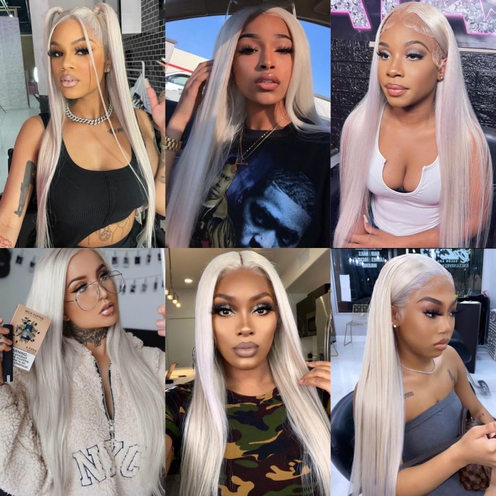 Amazon.com : Platinum Blonde Synthetic Lace Front Wig Pre  display picture 3