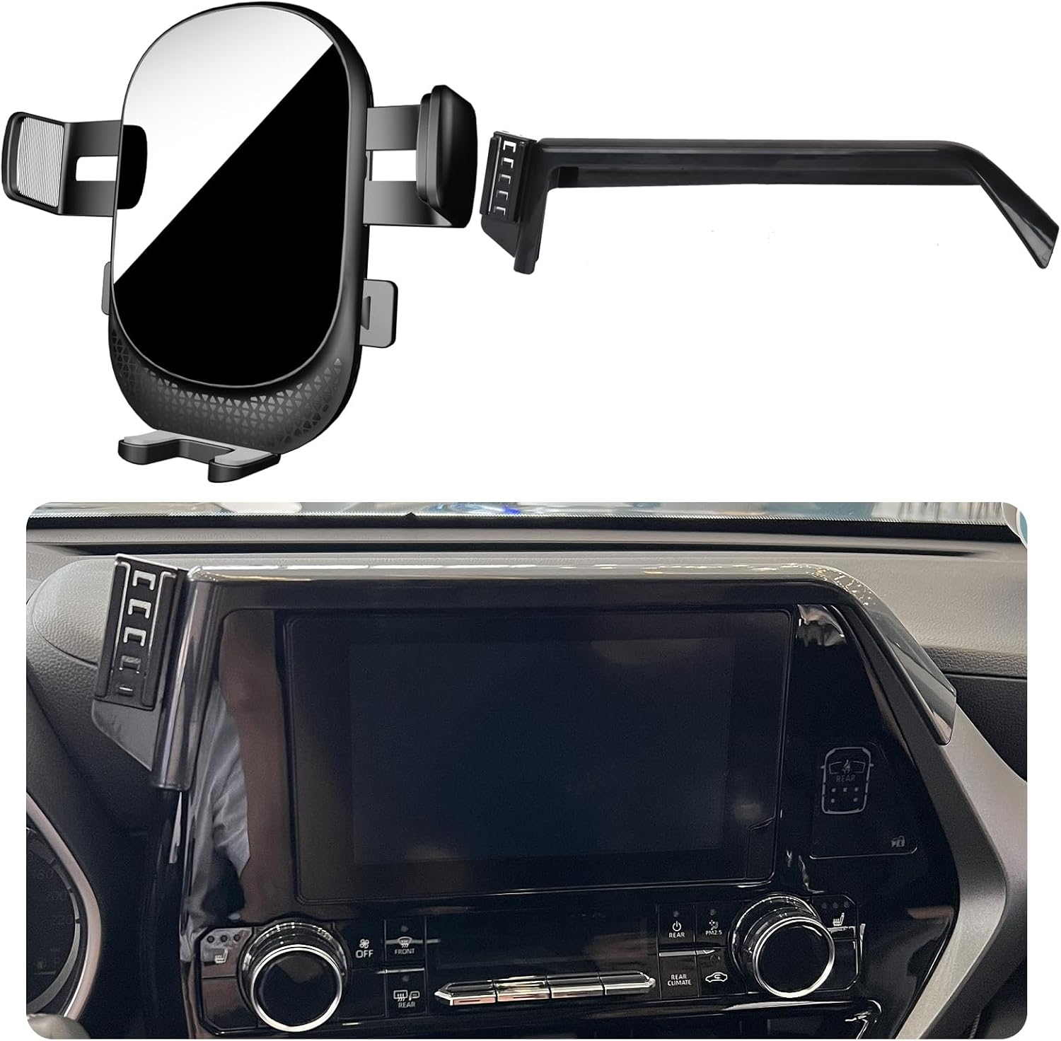 Car Phone Holder for Toyota Highlander Auto Accessories [Only for 2020-2024 Highlander 8" Screen] [XX No Fit 12.3" Screen & Grand Highlander XX] [Auto Lock Hands Free Automobile Cell Phone Mount]