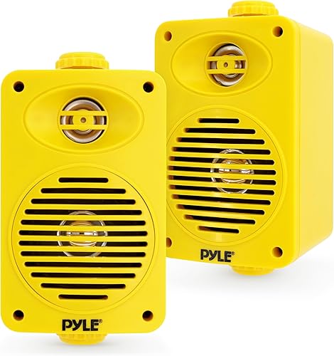 Pyle Altavoz Bluetooth impermeable de 2 vías para interiores y exteriores de 3.5 pulgadas, tweeter de polímero de alto cumplimiento, sistema de