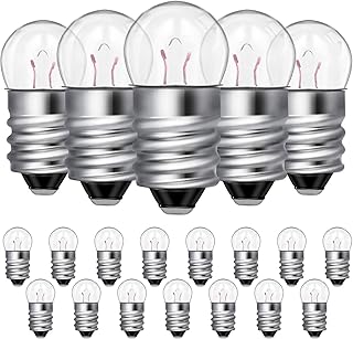 20 Pieces E10 Miniature Screw Base Light Bulbs Replacement E10 Mini Bulb for Physical Electrical Experiment Screw Base Indicator Light Incandescent Bulb (1.5V, 0.3A)