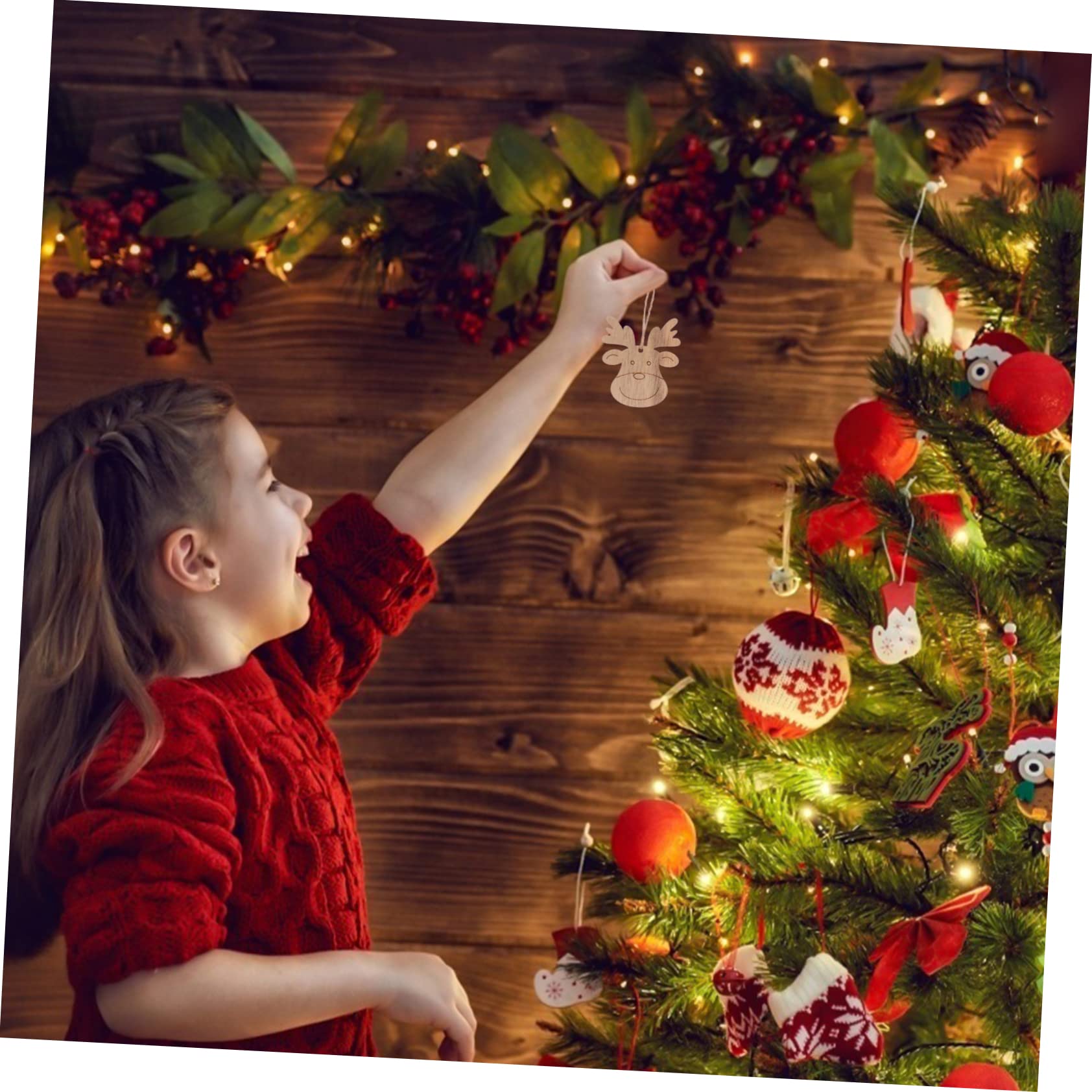 20pezzi Decorazioni Fai Da Te in Legno Testa Di Renna Appesi Per Albero Di Natale Compleanno e Ringraziamento