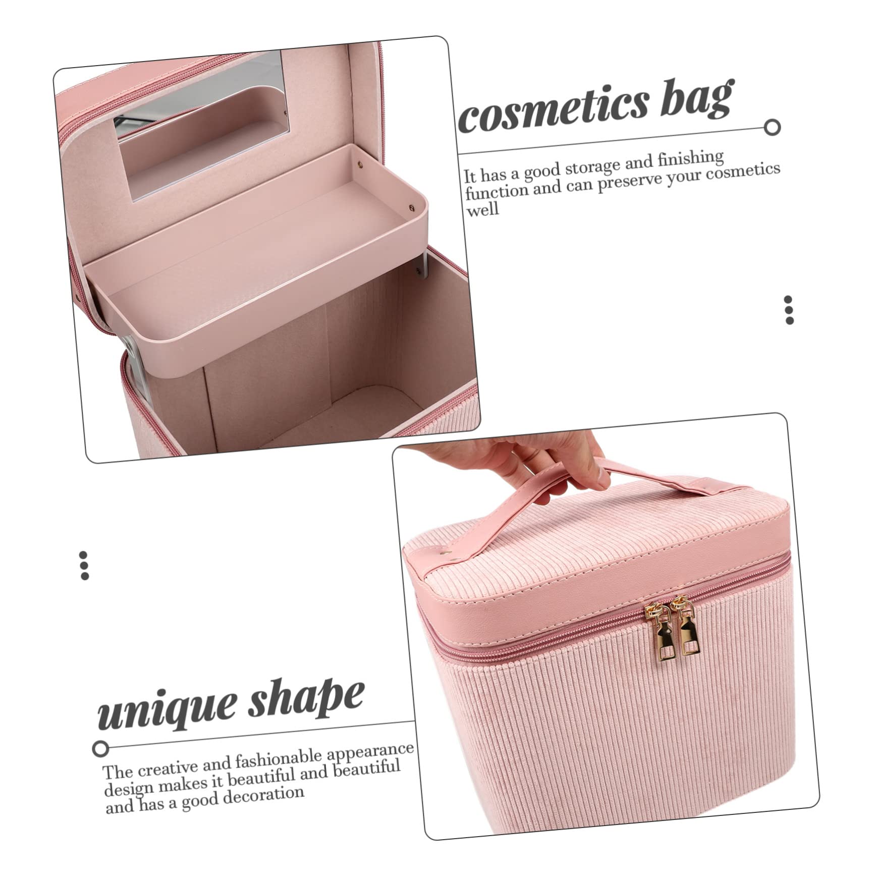 Doppelstöckiger Kosmetikkoffer für Großer Reise Make Up Organizer mit Spiegel Leicht und Strapazierfähig für Reisen und Zuhause