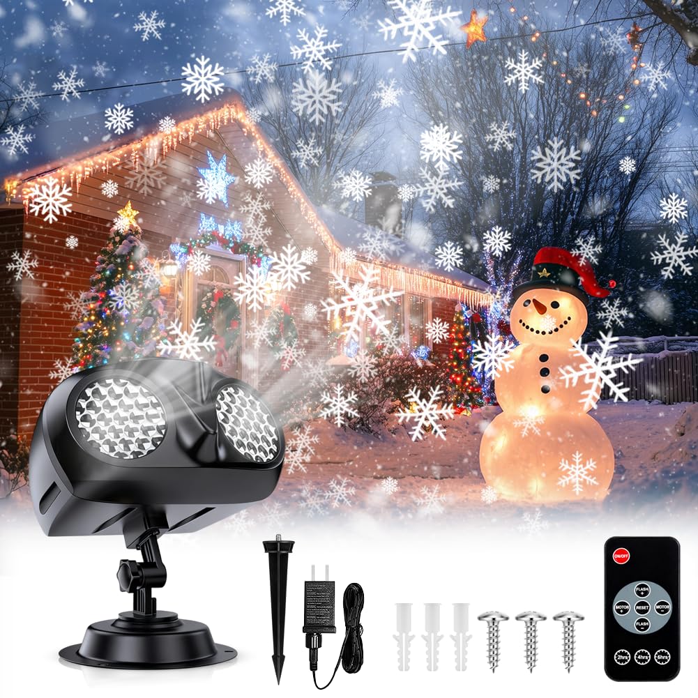 RANJIMA Proyector de Navidad para exteriores, proyector dinámico LED con mando a distancia, proyector de Navidad resistente al agua, iluminación de Navidad, exterior para jardín, ventana, patio