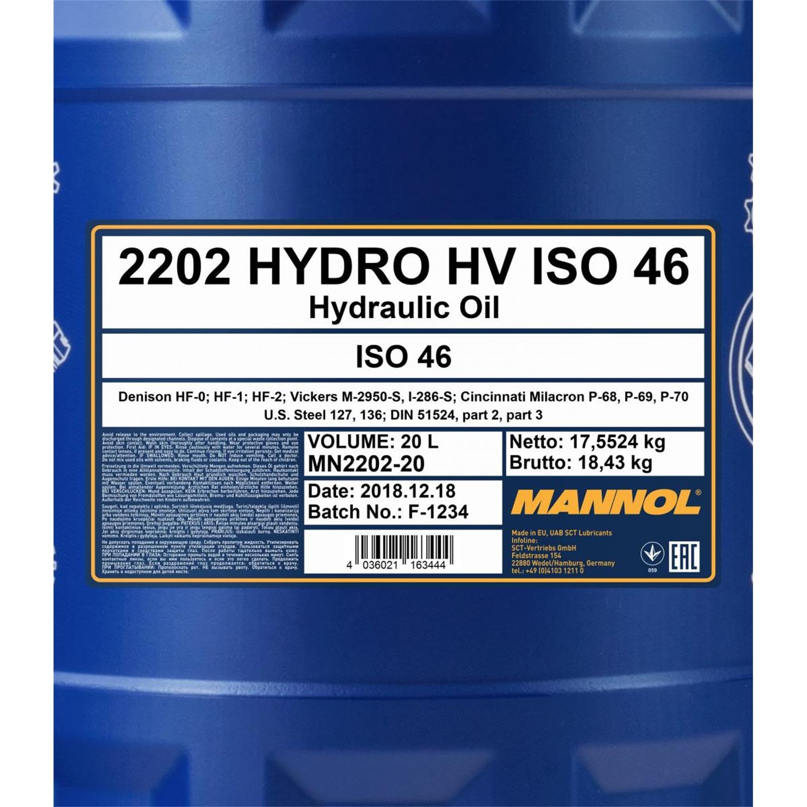MANNOL MN2202-20 Aciete hidráulica principal