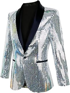Sequin Blazer Metallic Suit Disco Prom Shiny Jacket Wedding Party Banquet Fashion Tuxedo for Mens Adult