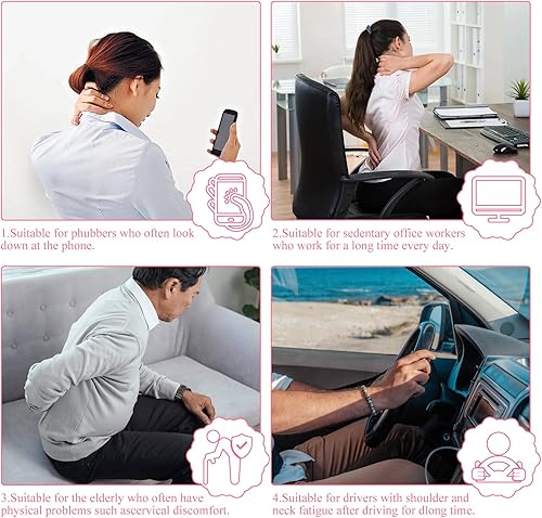 Miniatura 5 de Masajeador de cuello con rodillo de cuello para aliviar el dolor de tejido profundo, diseño de mango ergonómico, ligero y portátil, perfecto para