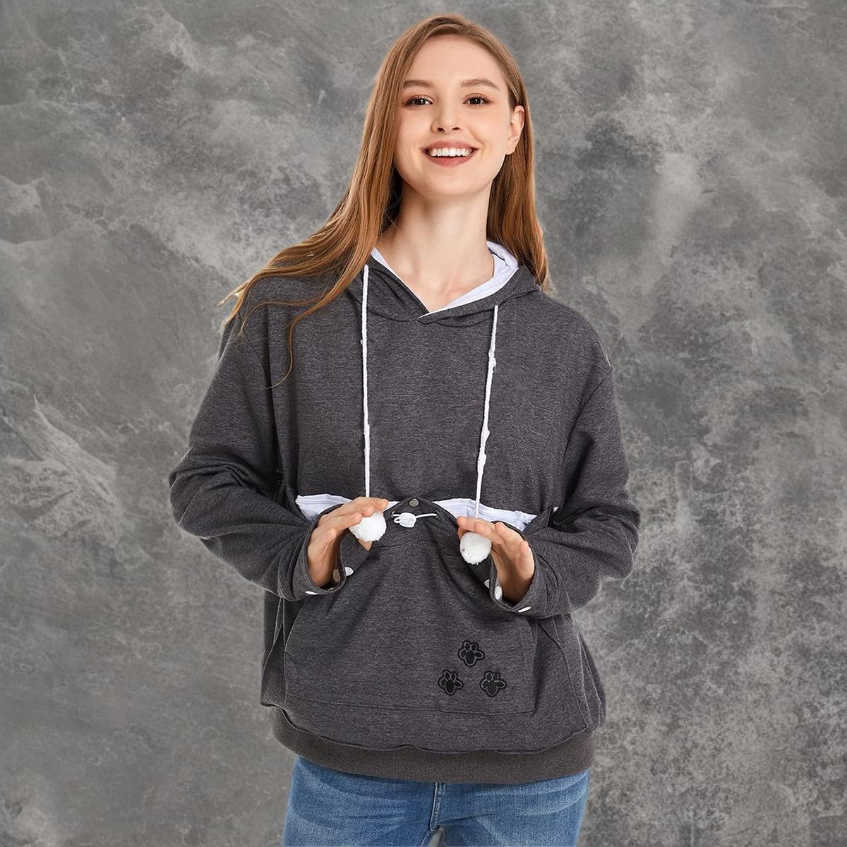 LINYUCHEN Cat Dog Pouch Hoodie Large Pet Pouch Sweatshirt Puppy Kitten Holder Carrier Pullover Shirt Unisex Hoodies