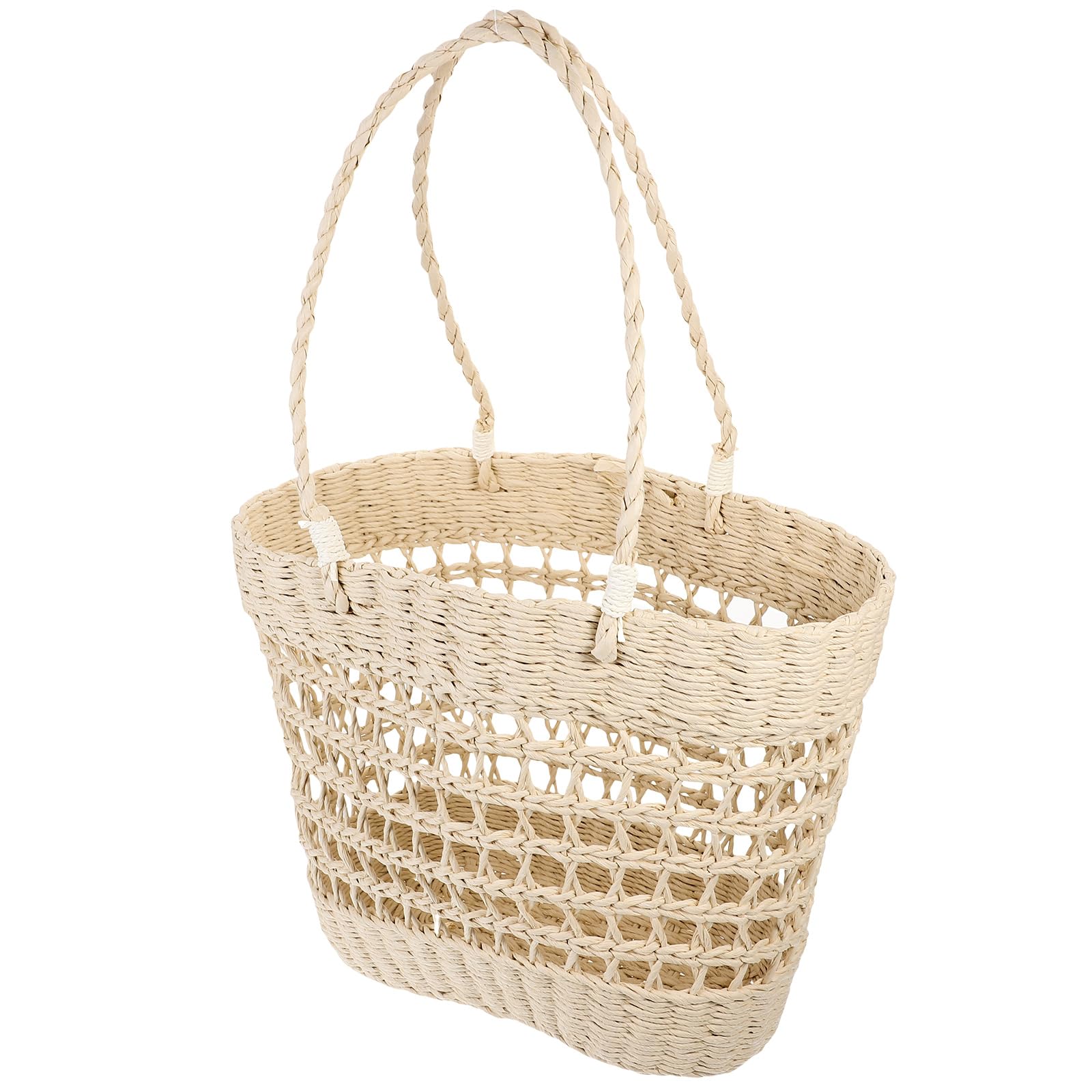 Toddmomy Borsa Estiva Donna in Corda di Carta Intrecciata Beige, Capiente e Leggera, Comoda per Campeggio e Adatta per Piccoli Oggetti, Stile Casual alla Moda