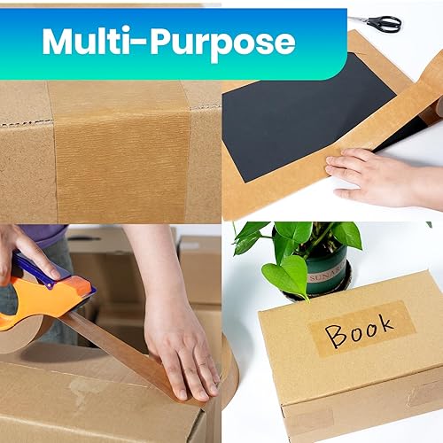 Miniatura 7 de ADHES - Cinta de papel kraft de alta calidad, 7.5 mil, 2 pulgadas x 55 yardas x 6 rollos, cinta de embalaje de papel biodegradable para escribir y