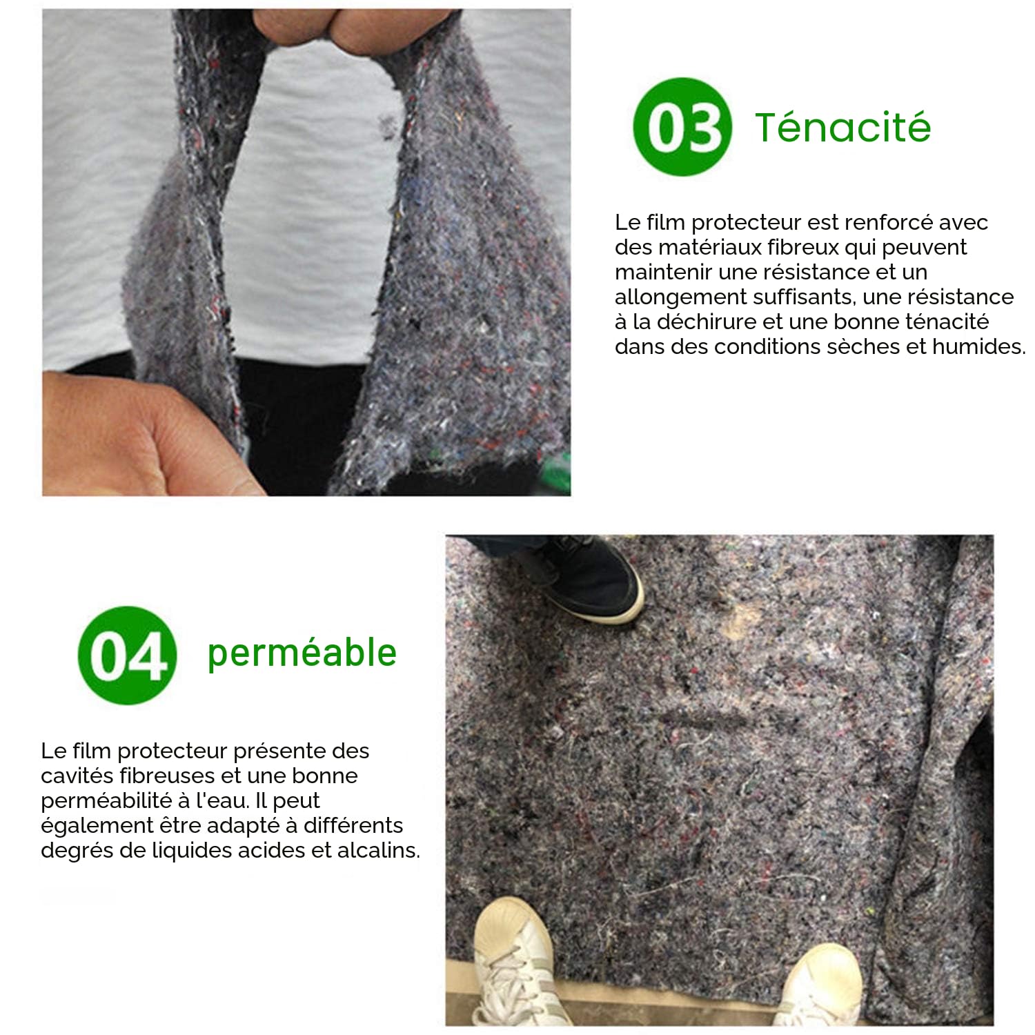 YRHome Rouleau de non-tissé de peintre de 50 m - 50 m - 180 g/m² - Revêtement intérieur pour sol - Avec revêtement antidérapant - Rouleau de carrelage de protection pour travaux de peinture