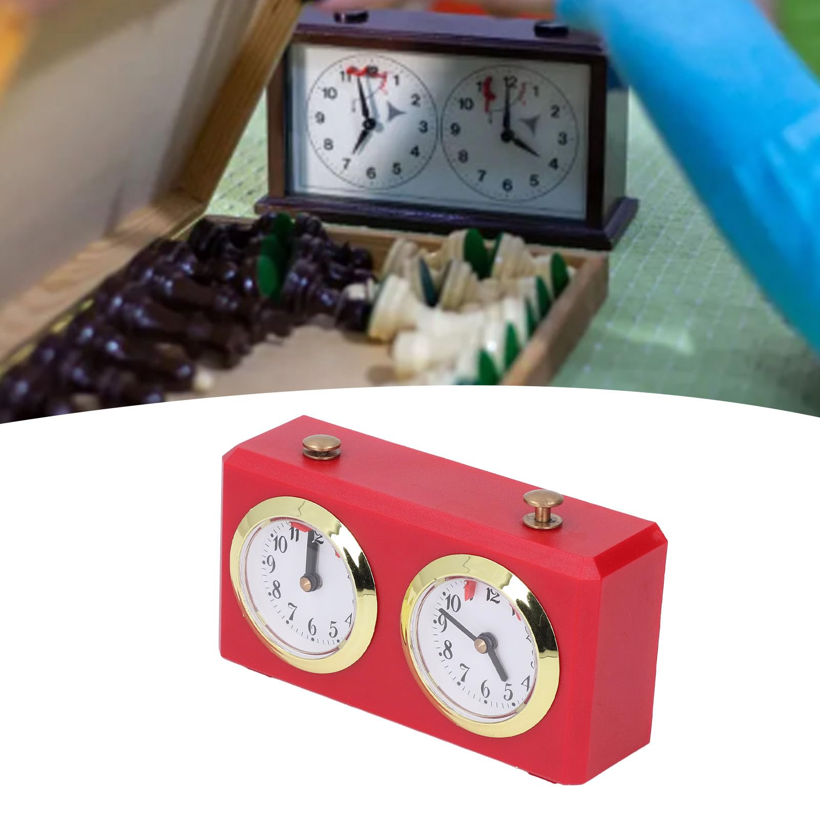Hamwesh Schachuhr, Retro-Aufzug, Mechanischer Analoger Schachtimer mit Großen, Leicht Ablesbaren Zifferblättern für Chess Go, Chinesische Schachspieler, Turnier-Trainingseinrichtungen