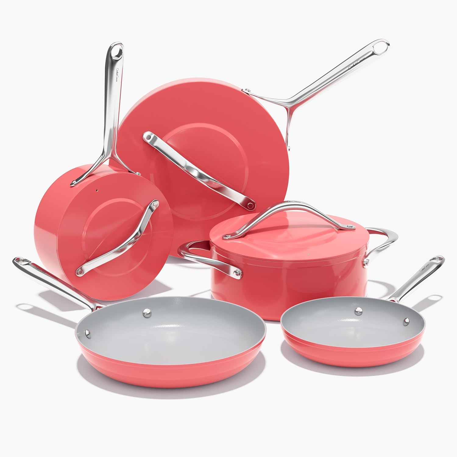 Ceramic Cookware Set Nonstick Pots and Pans Set 8-Piece - Non-Toxic & PTFE/PFOA/PFAS Free, Induction Cookware, Oven & Dishwasher Safe to 500F, Fusion Red