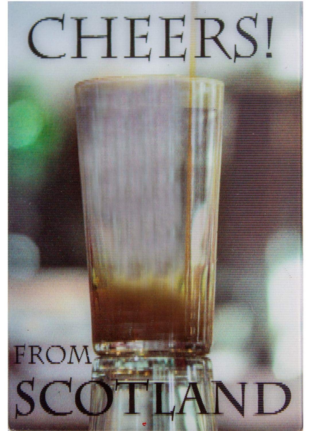 I Luv Ltd Multicolor Moving Cheers From Scotland 3D Hologram Effect Lenticular Fridge Magnet Glass Being Filled