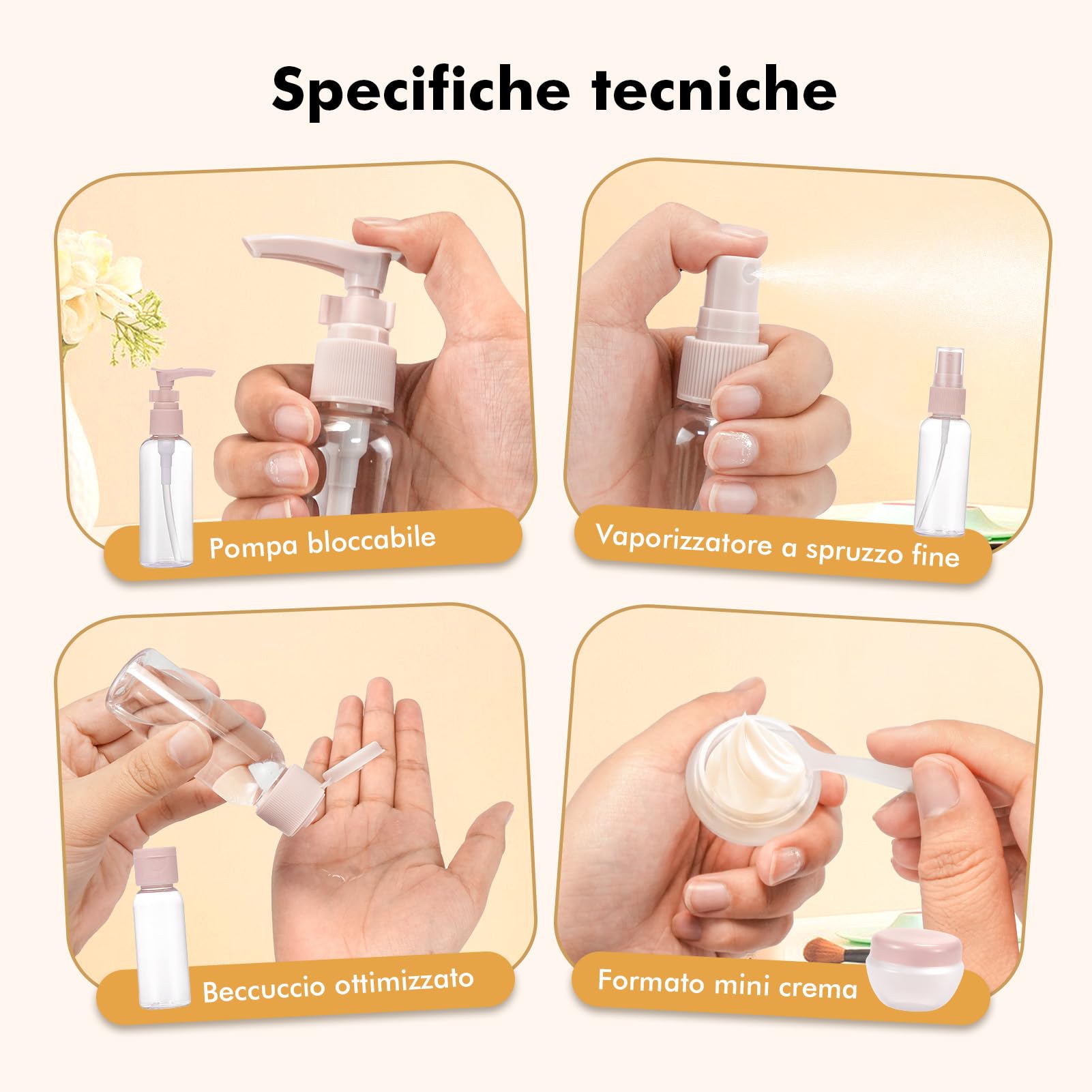 Bottiglie da viaggio, 11 pezzi set portatile da riempire Set di bottiglie di plastica flaconi viaggio ricaricabili Kit Contenitori da Viaggio Flaconi con Custodia per Shampoo, Liquidi and Lozione.