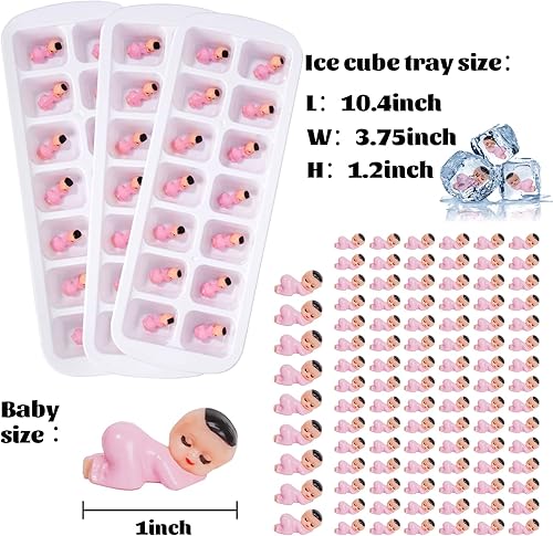 Miniatura 9 de ZYFLSQ My Water Broke Baby Shower Game 60 Multicolor Mini bebé de plástico 3 bandejas de cubitos de hielo 1 letrero