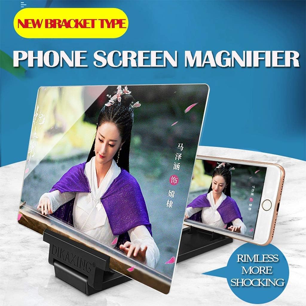 Screen Magnifier Foldable Phone Stand with Screen Amplifier 3D Mobile Phone Magnifier Projector Screen for Movies Videos and Gaming Gadgets Tech Gifts for Men (Color : White-1 Size : 18in) (Black 2)