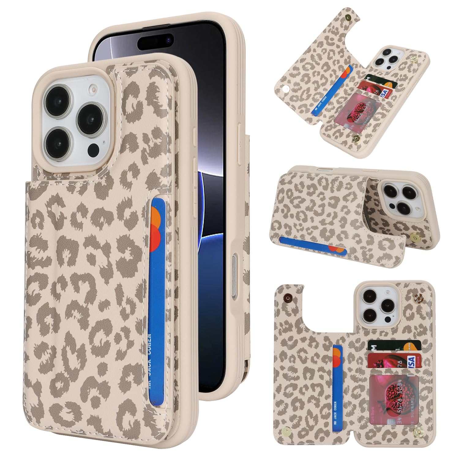 iCoverCase Compatible with iPhone 16 Pro Max Wallet Phone Case with Card Holder for Women Men, [RFID Blocking] Card Slots PU Leather Protective Wallet