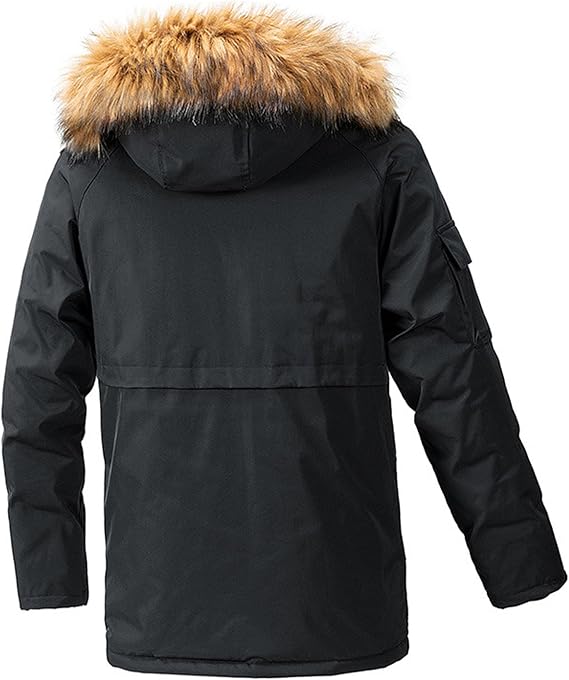 Men's Winter Thickened Down Coats Fur Hooded Big and Tall Puffer Coat Thicken Cotton Warm Parka Hood Jacket
