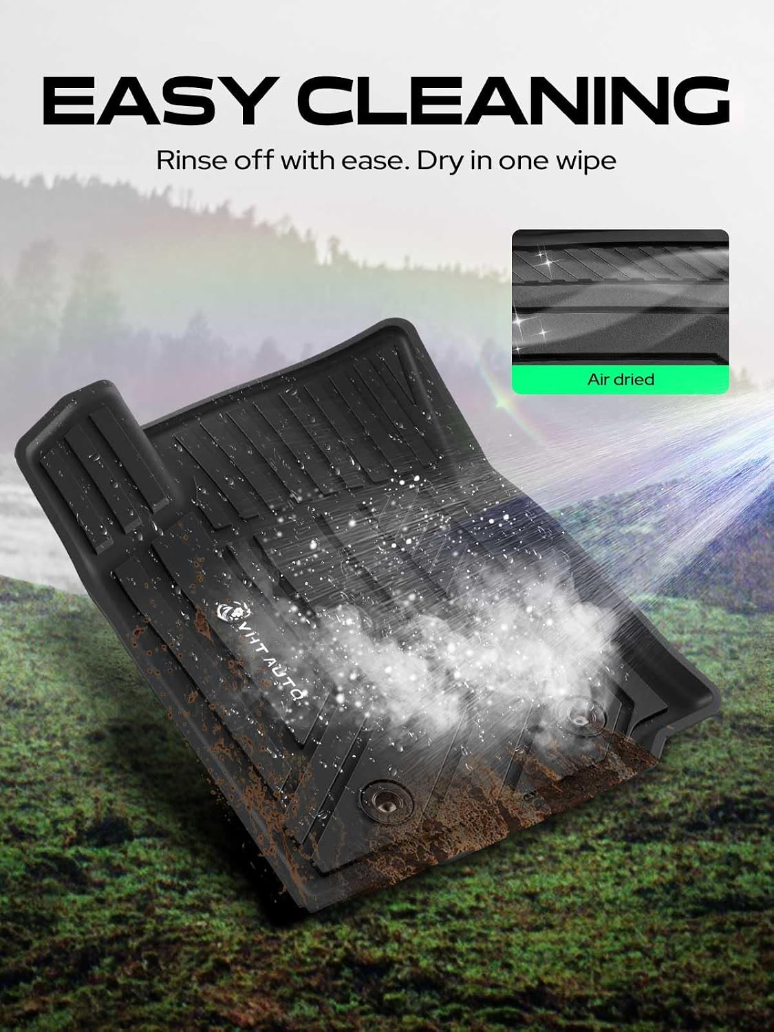 YHTAUTO Automotive Floor Mats Compatible with Toyota Tacoma 2016-2023, TPE All Weather Car Mats Waterproof Anti-Slip Odorless Floor Liner, Interior Car Accessories, 1st Row, Set of 2