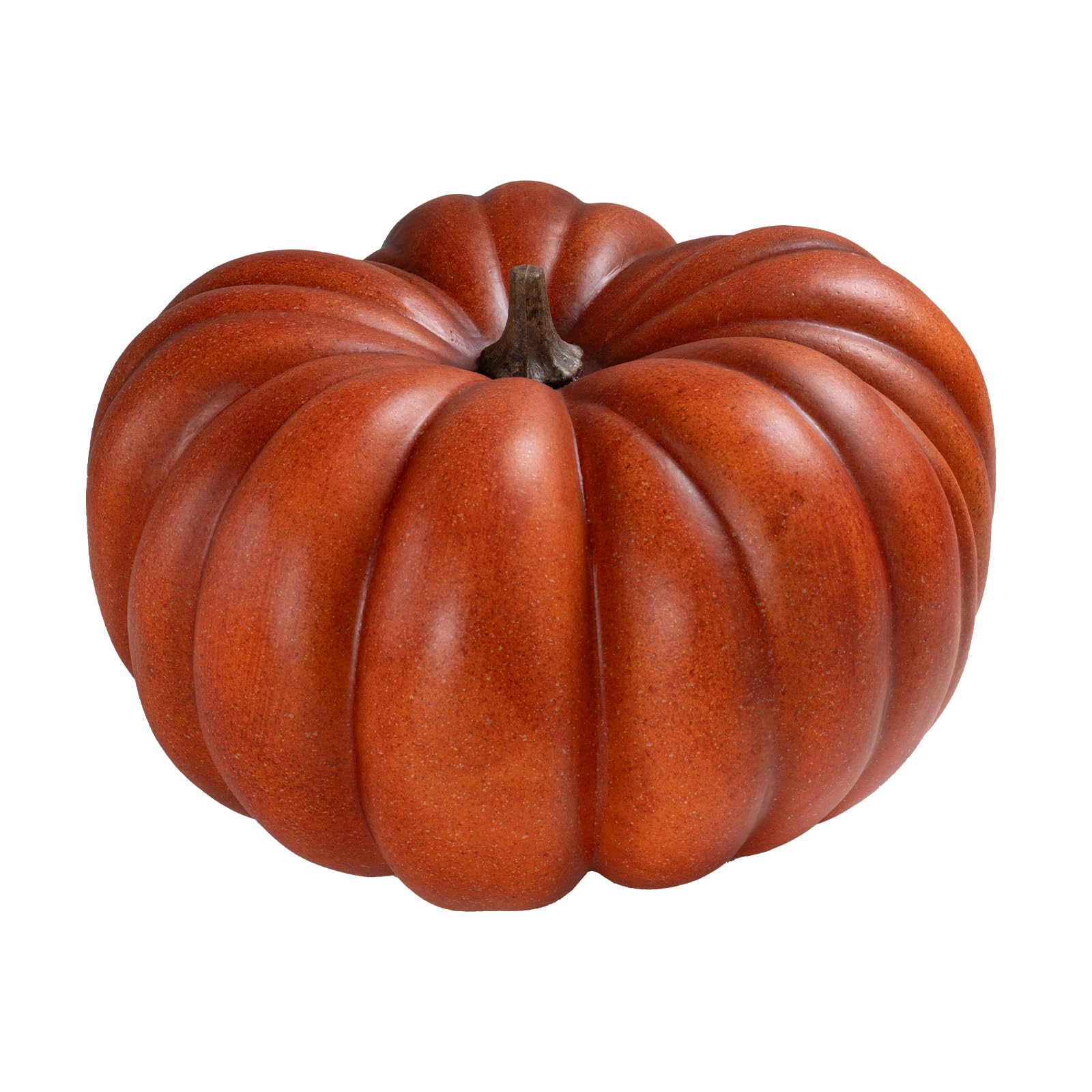 Large Fake Rust Orange Faux Pumpkin, Realistic Lifelike Harvest Fall Decoration, Hard Foam Vegetable Ornament for Halloween Autumn Festival Home Table Porch Outdoor Decor