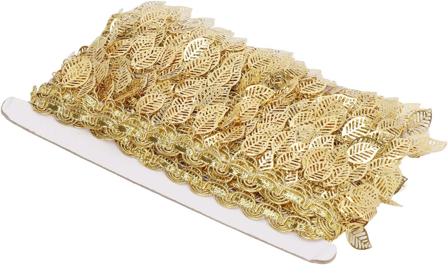 Gold Metal Leaf Garland Chain, 10 Yards Sparkling Metal