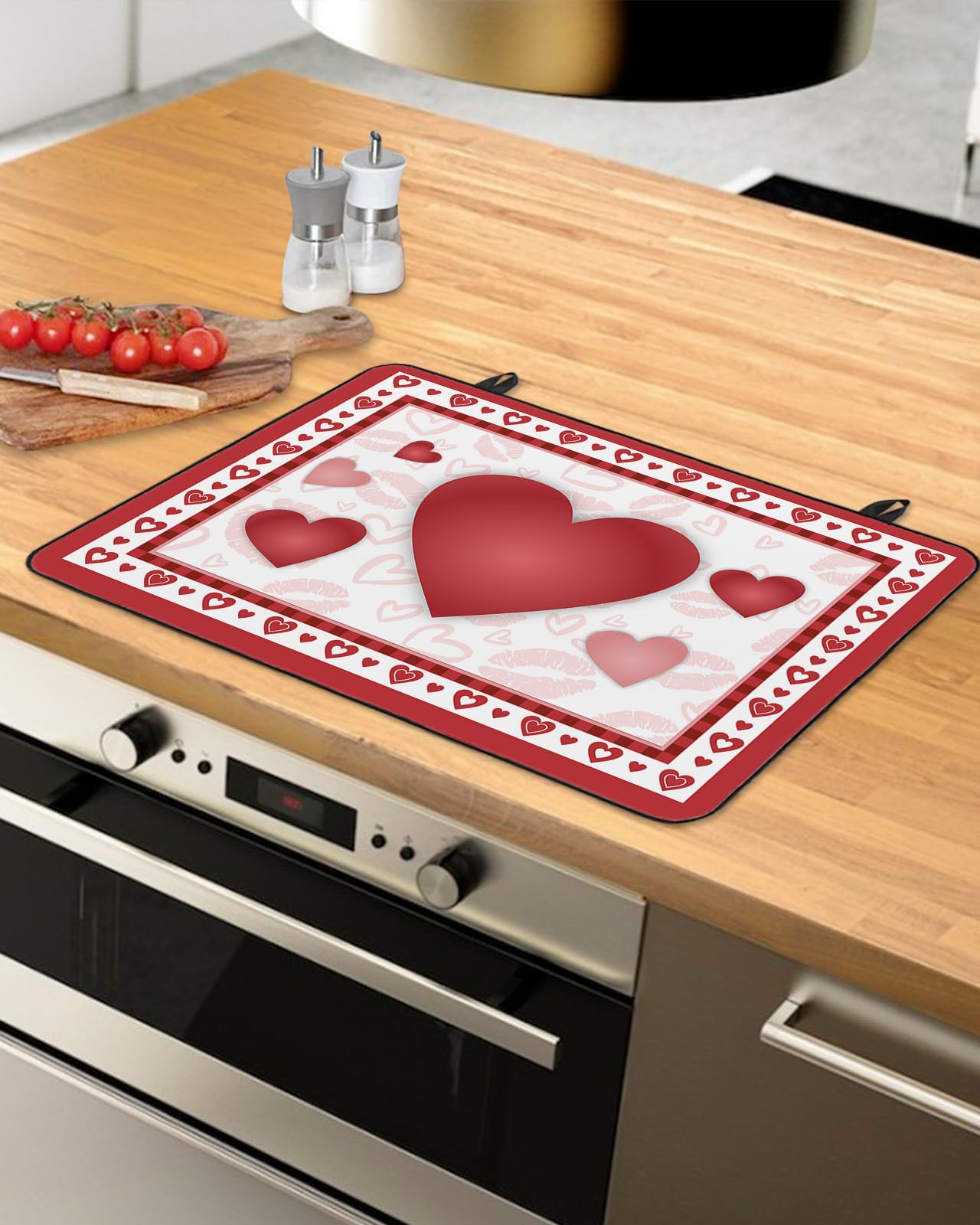 NETILGEN Happy Valentine's Day Dwarf Stove Cover - Silicone Electric Mat Protector For Glass Cooktop