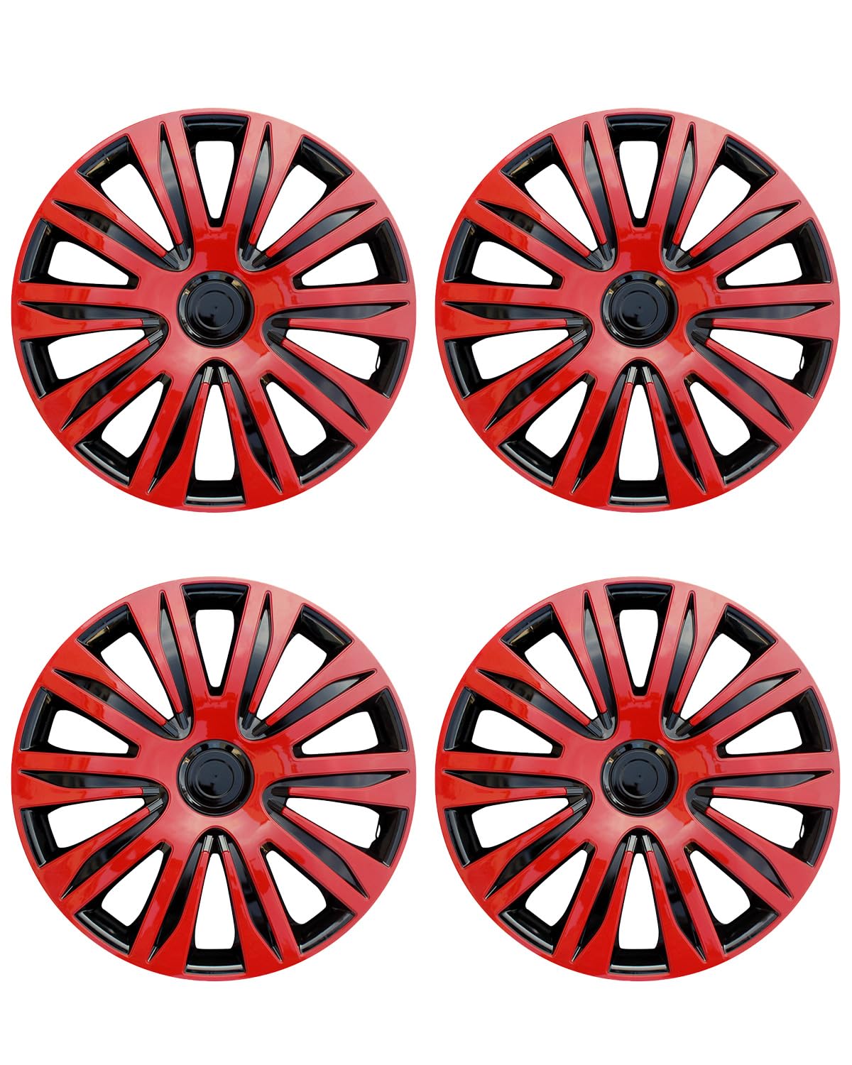 ABX Hubcaps,16 inch hubcaps Set of 4, Wheel Rim Cover ABS Material, Snap On Car Truck SUV Replacement, for Toyota Camry Nissan Mazda etc, Black&amp;Red