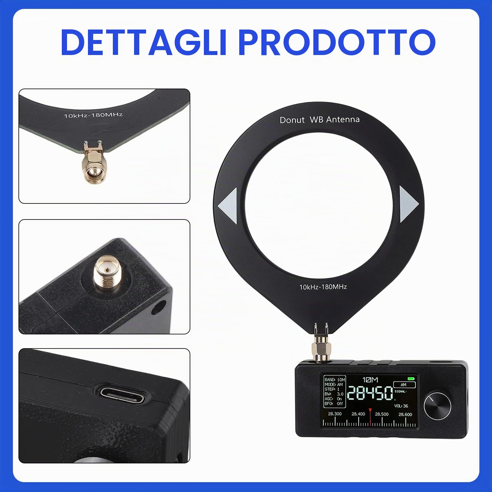 Mini SI4732 Radio ESP-32-S3 Master Control SI4732 Chip LSB USB AM FM Schermo IPS 4,8 cm Antenna Telescopica Antenna a Ciambella