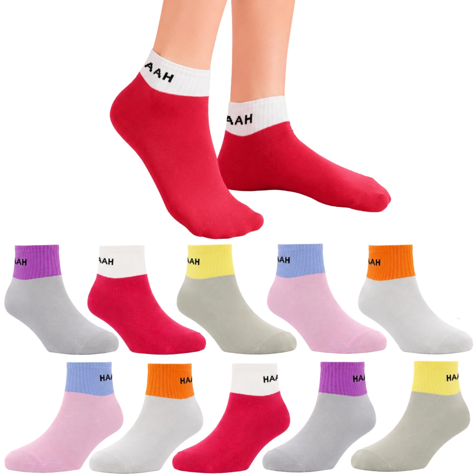 DUO SERIES Cotton Ankle Socks for Women (Pack of 10) | Soft & Breathable Casual Socks | Moisture Wicking, Stretchable & Skin-Friendly | Lightweight Socks for Gym, Running & Daily Wear-image-44