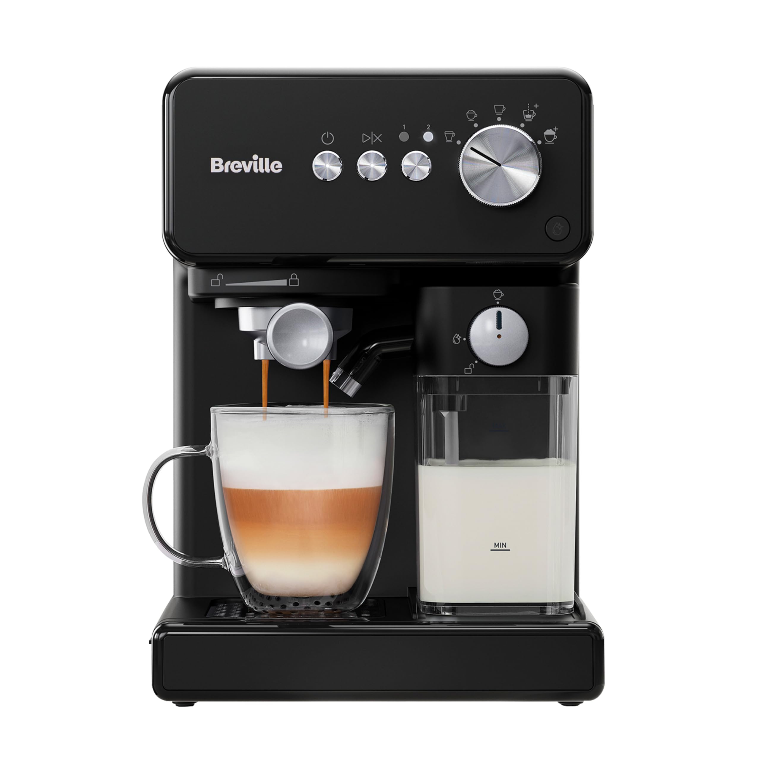 Breville Breville Prima Latte One-Touch Espresso Maker | Auto Milk Frother | Coffee Machine for CappuccinosLattes & More | 15 Bar Italian