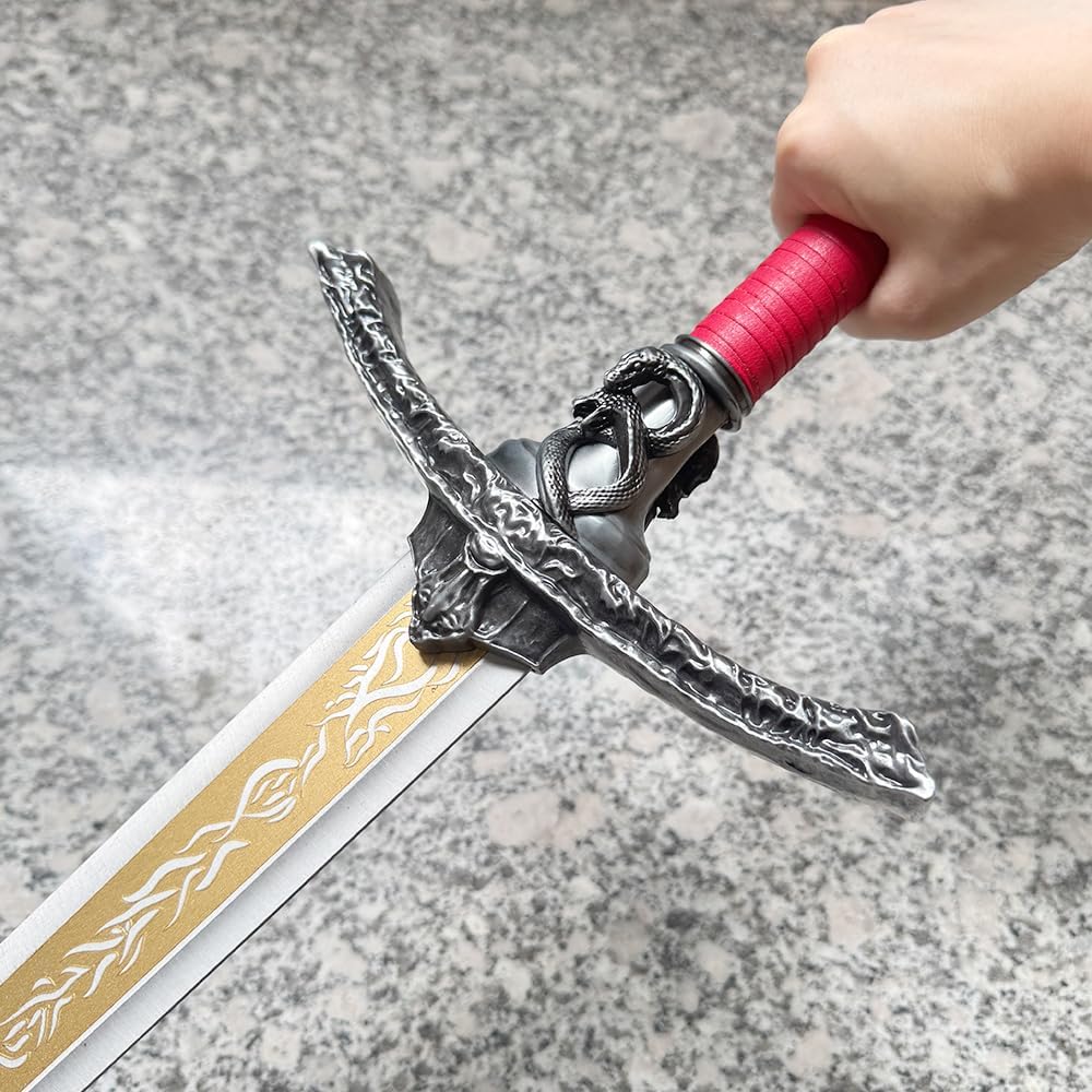 42.12-inch Metal Rellana Twin Blades, ER Sword, Silver-Grained Stainless Steel Blade, with Exquisite Hanging Plate,Game Cosplay Props Suitable for Collection Display and Gift. - Image 4