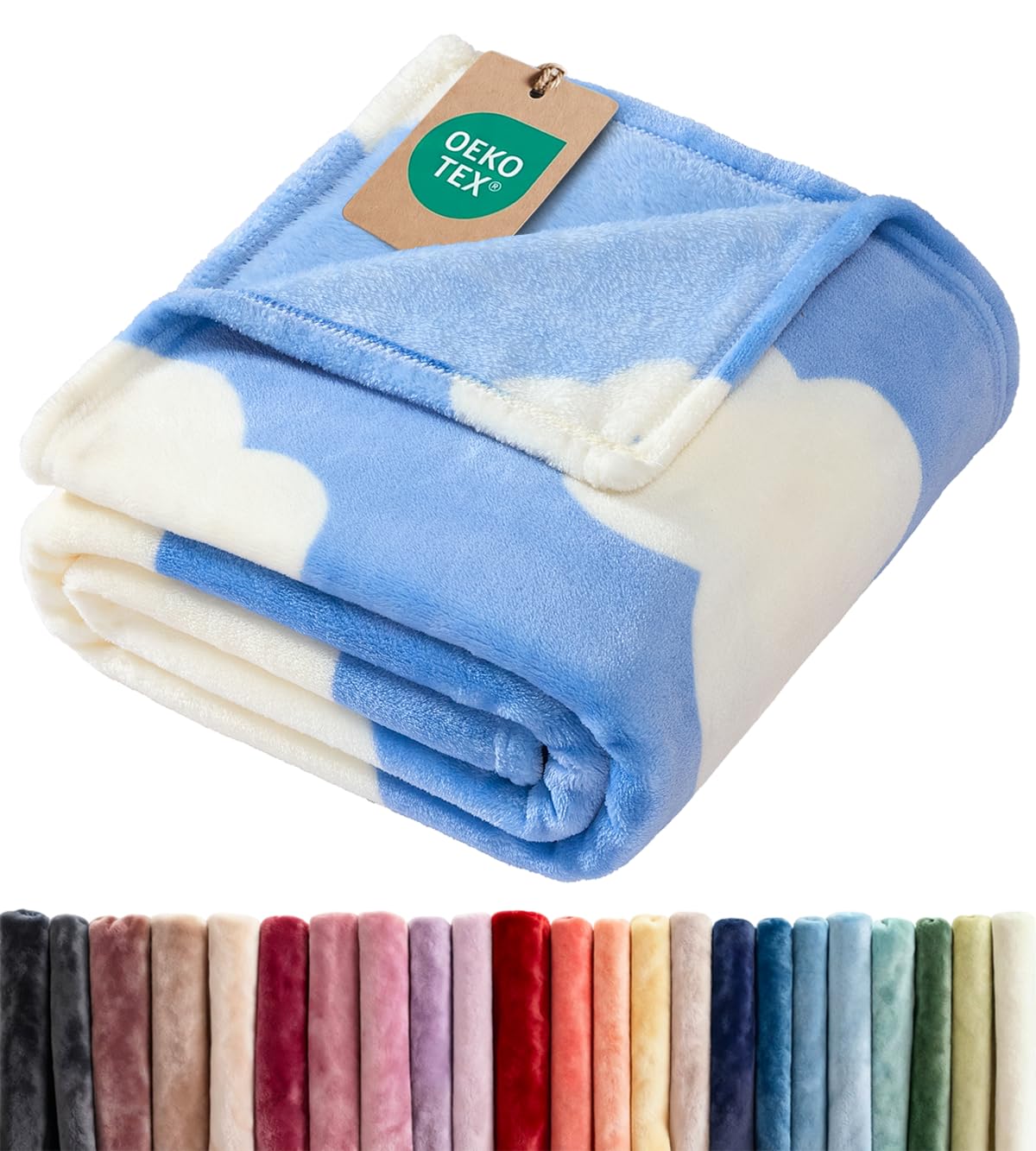 Cloud Print Blanket Twin Size - Flannel Fleece Luxury Twin Blanket