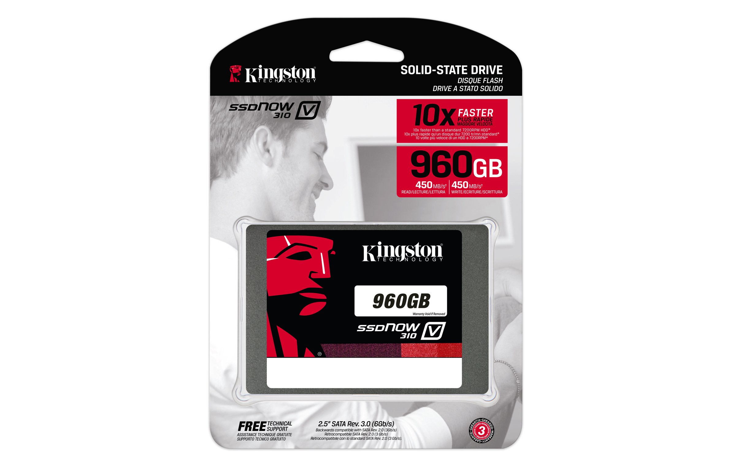 Kingston Digital 960GB SSDNow V310 SATA 3 2.5 (7mm height) Solid State Drive (SV310S37A/960G)