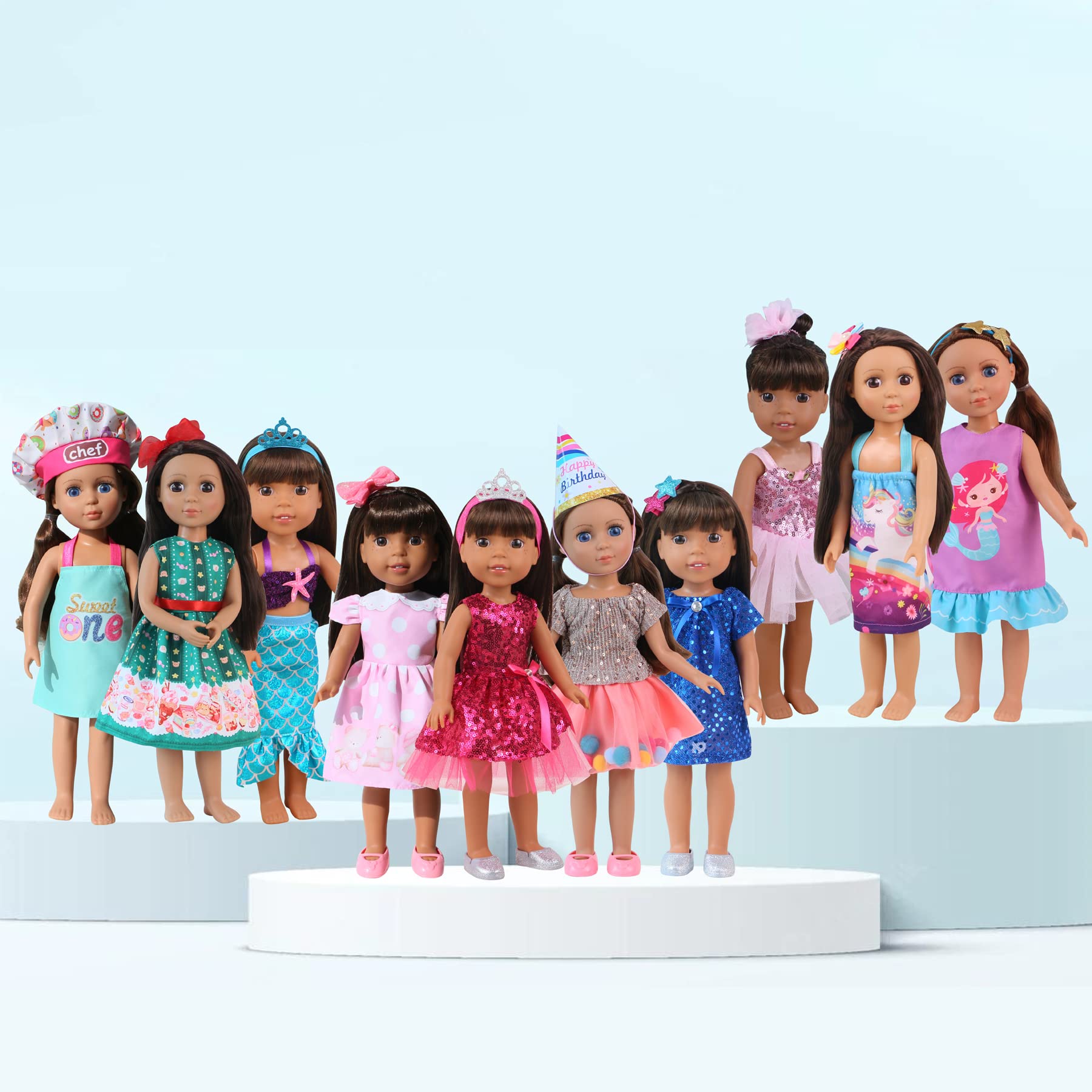 10 Sets 14 inches Glitter Girl Clothes for 14" Baby Doll, Clothes and Accessories (14 inch Doll Clothes)