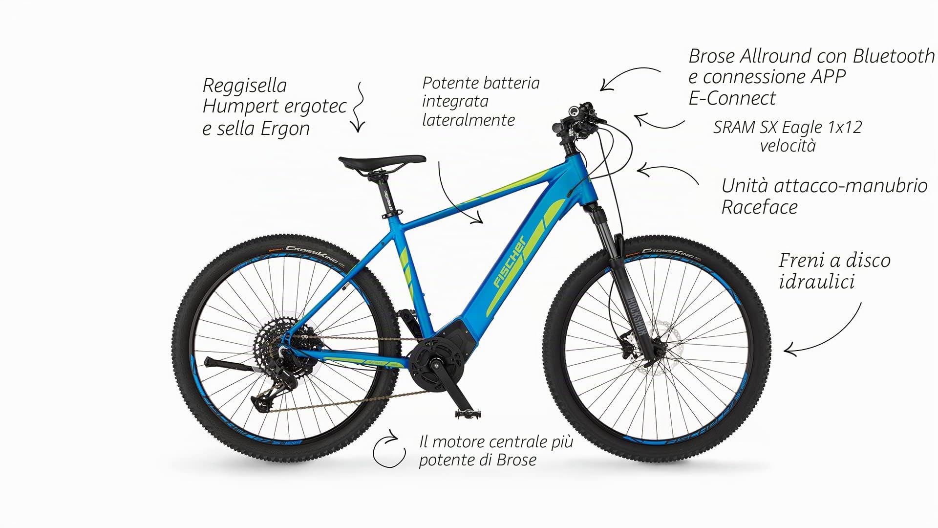 FISCHER E-Bike | MTB MONTIS 6.0i biciclette elettriche, blu opaco, 51-504 Wh