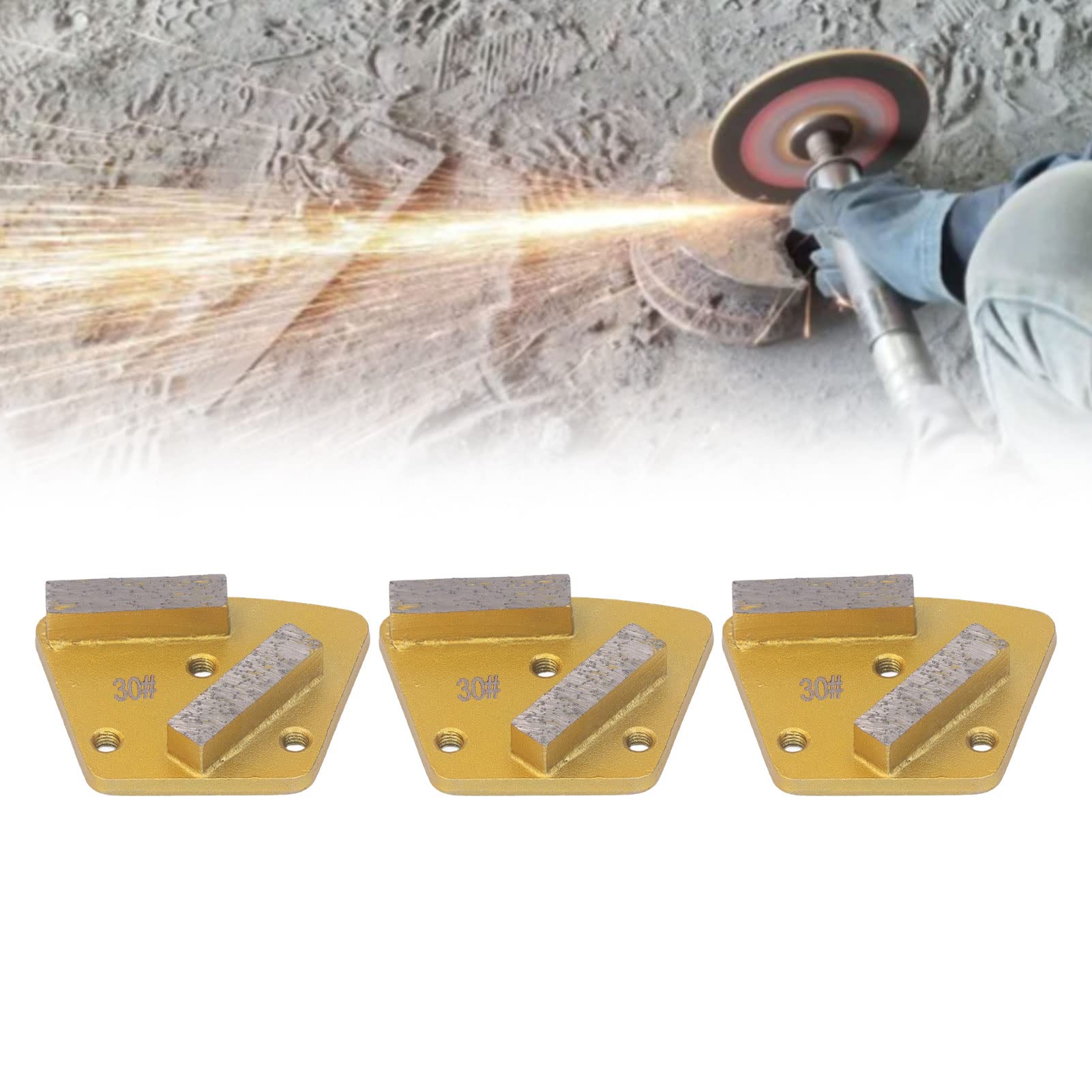 Disque de Meulage Trapézoïdal, Faible Bruit 3 Pcs 30 Grit Meulage Chaussures 2 Longues Dents pour Béton