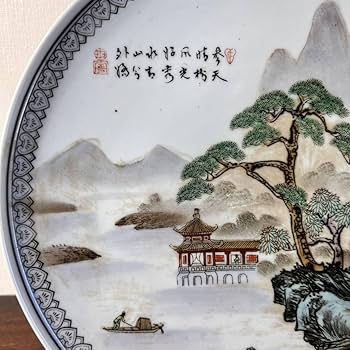 中国美術 景徳鎮 山水楼閣 粉彩花瓶 骨董品 唐物
